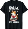 Funny Easily Distracted By Cats And Books Gift Unisex T-Shirt