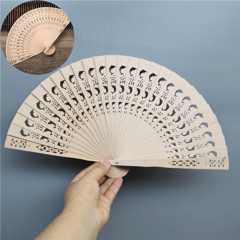 Wooden Gift Fan Carved Bamboo Hand Fragrant Party Chinese Wooden Fan Hollow Folding Fan