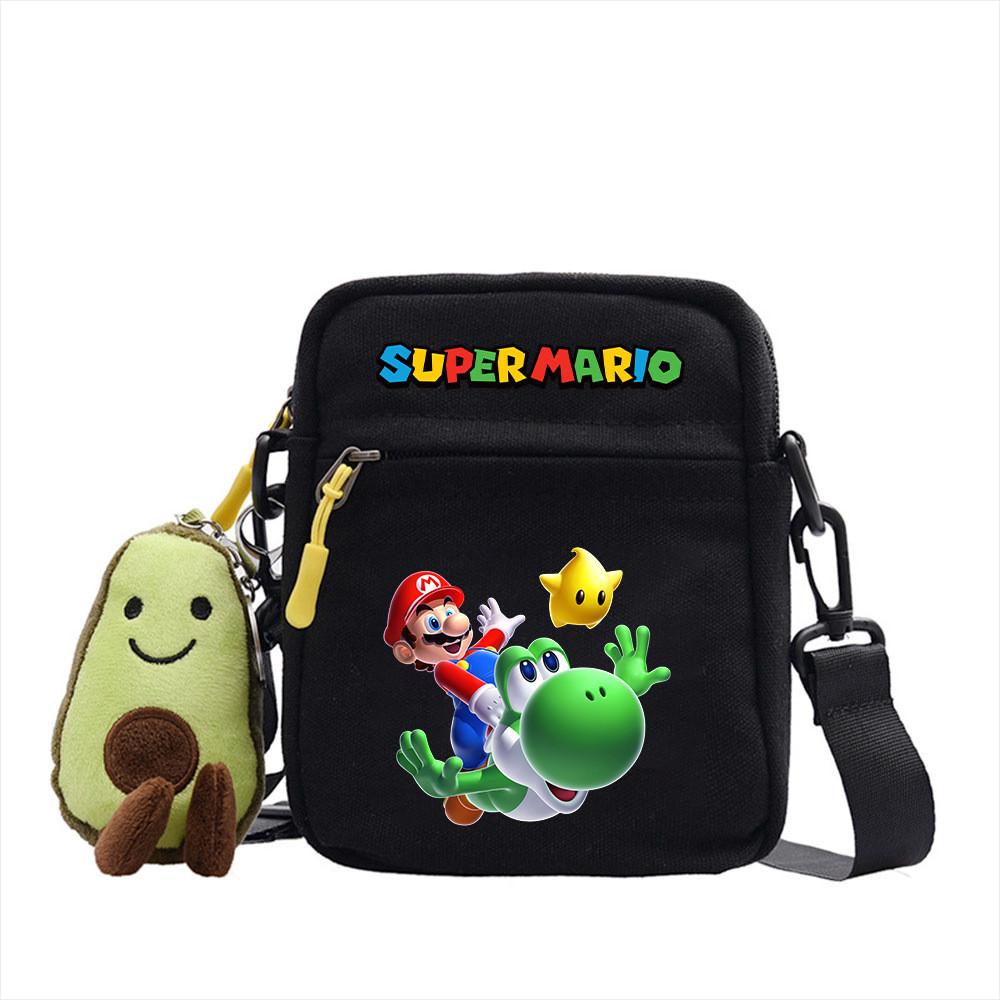 Канвасная сумка через плечо Super Mario Bros с карманами на молнии для школы и повседневного использования