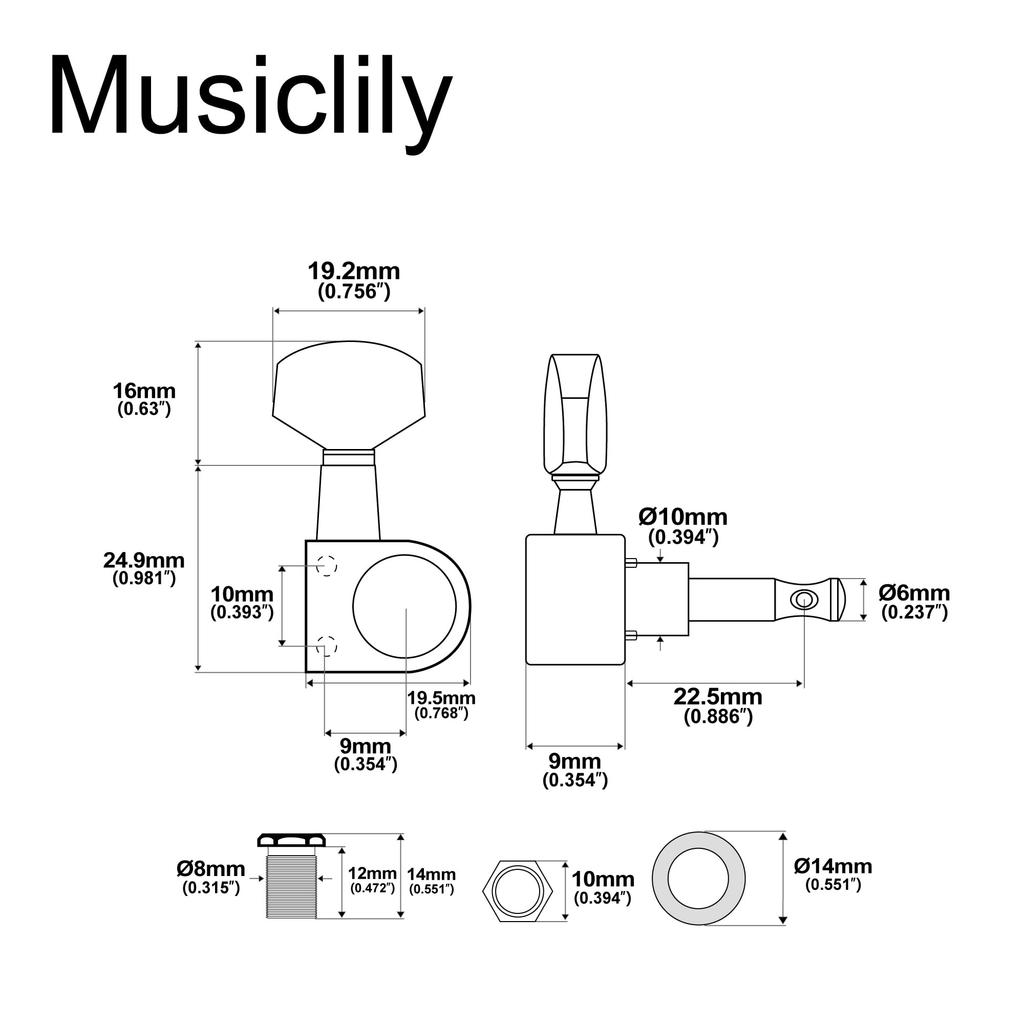 Musiclily Pro Guitar Tuners for SQ Squier Electric Gold 6-Pin 2-Pin Stratocaster/Telecaster Guitars,