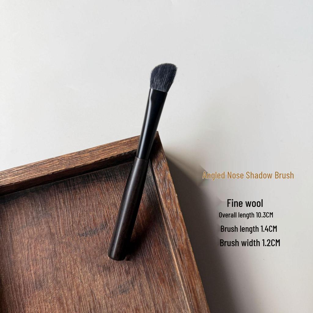 Мини Портативный Набор Кистей для Макияжа из Черного Дерева: Кисти для пудры из шерсти, контурные, для стипплинга и теней для век