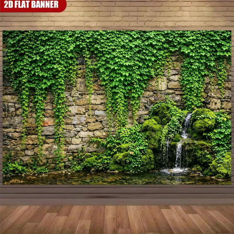 2D пышный водопад из плюща и мха Фон для фотосессии Садовый фон