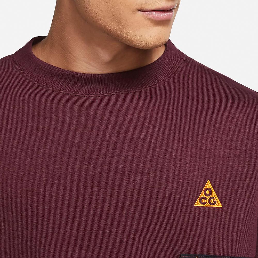 Nike ACG Crew Лоскутный спортивный пуловер, мужские топы, темно-каштановый CZ5103-643