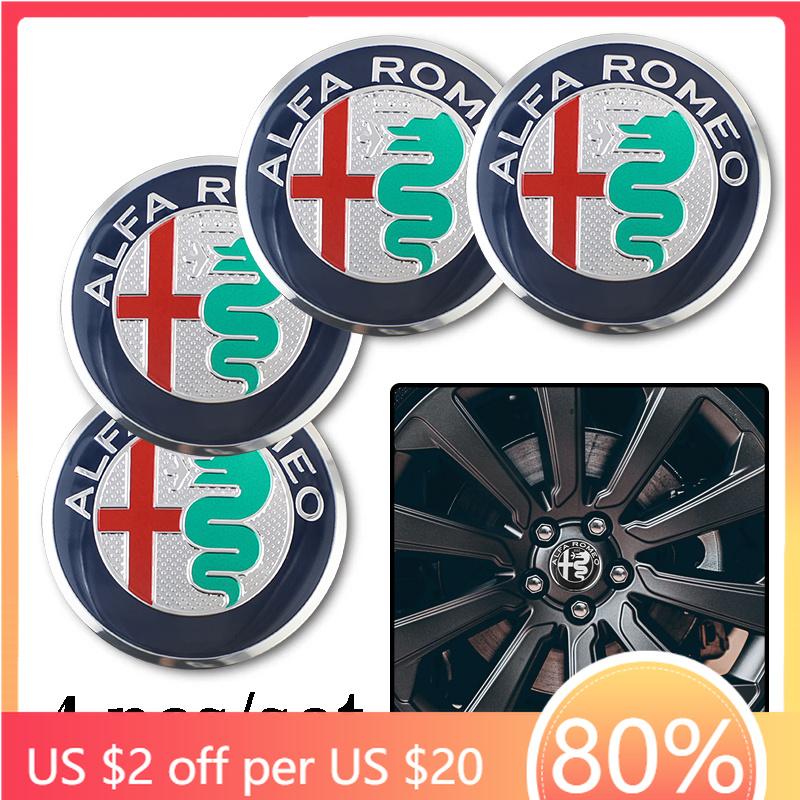 Hub Caps Hub Caps 4Pcs Car Wheel Stickers 56mm Auto Center Hub Cap Decal For Alfa Romeo 156 159 147 4C 8C 166 Giulia Giulietta M CVR1