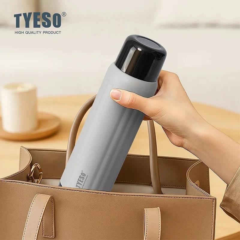 Tyeso 500ml Stainless Steel Vacuum Flask Leakproof Insulated Water Bottle for Hot Cold Drinks BPA Free Easy-Grip Travel Mug