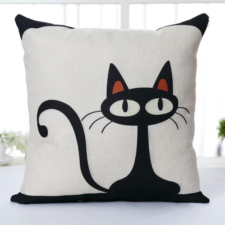 Kids Room Decorative Pillowcase With Cartoon Cat Pattern For Comfortable Rest