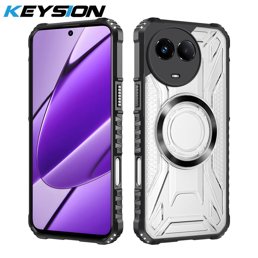KEYSION Прозрачный магнитный чехол для Realme 13 5G 12 12X 5G Сверхпрочный противоударный чехол для задней панели телефона для OPPO Realme 11 5G 11X 5G