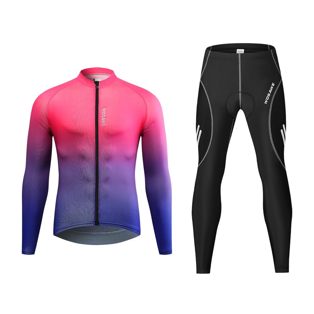 Велосипедные комплекты WOSAWE Мужские велосипедные брюки из джерси с длинными рукавами и мягкой подкладкой