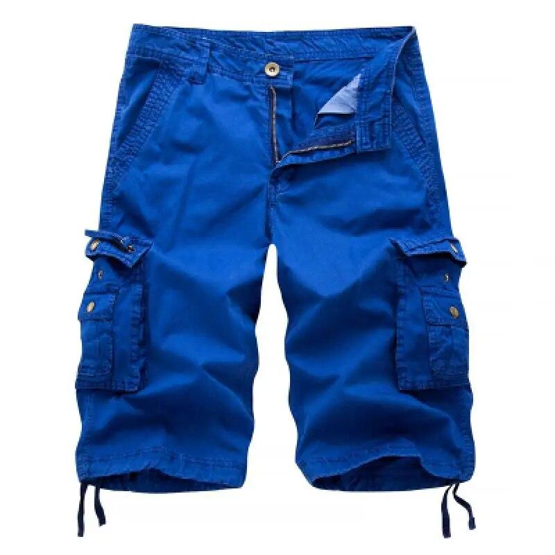 2024 Casual Shorts Men Summer Military Mens Cargo Shorts Fanshion Multi Pocket Cargo Shorts Men Cotton Solid Knee Length Straight
