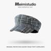25 Early Autumn New Literary Plaid Cap Children British Retro Painter Hat Flat Top Hat Tide