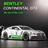 1/32 гоночный автомобиль Bentley GT3, литой под давлением, модель автомобиля из металлического сплава, со звуком и светом, коллекция детских игрушек, подарки E13