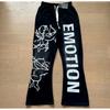 Y2K Angel Graffiti Sweatpants Loose Drawstring Wide Leg Pants Streetwear Men Women