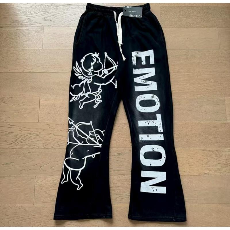 Y2K Angel Graffiti Sweatpants Loose Drawstring Wide Leg Pants Streetwear Men Women