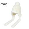 Thick Plush Edge Winter Hat Women Knitted Earflap Hat, Fuzzy Trim Pompom Soft Warm Daily Casual Knit for Outdoor Cycling, Cold Weather Wear Small Face