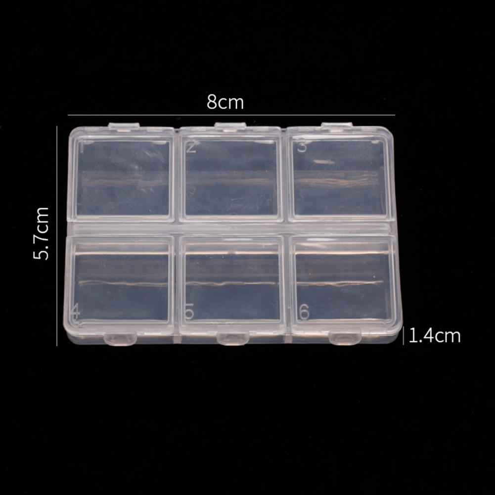 Jewelry Organizer Box Transparent Storage Box 6 Grids Storage Beads Bracelet Jewelry Boxes Nail Art Tip Storage Case