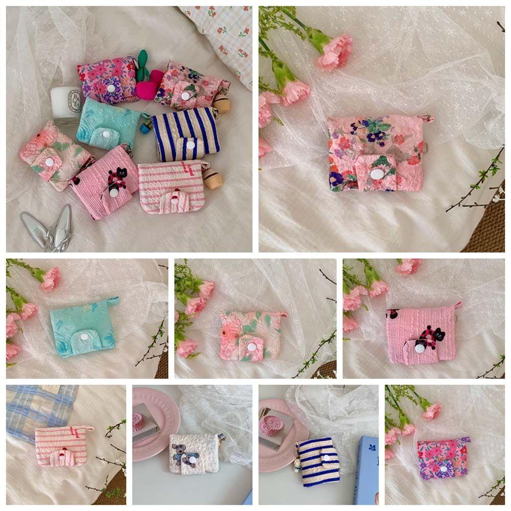 Bear Flower Coin Purse Canvas Cloth Envelope Wallets Simple Mini Cash Wallet  Female