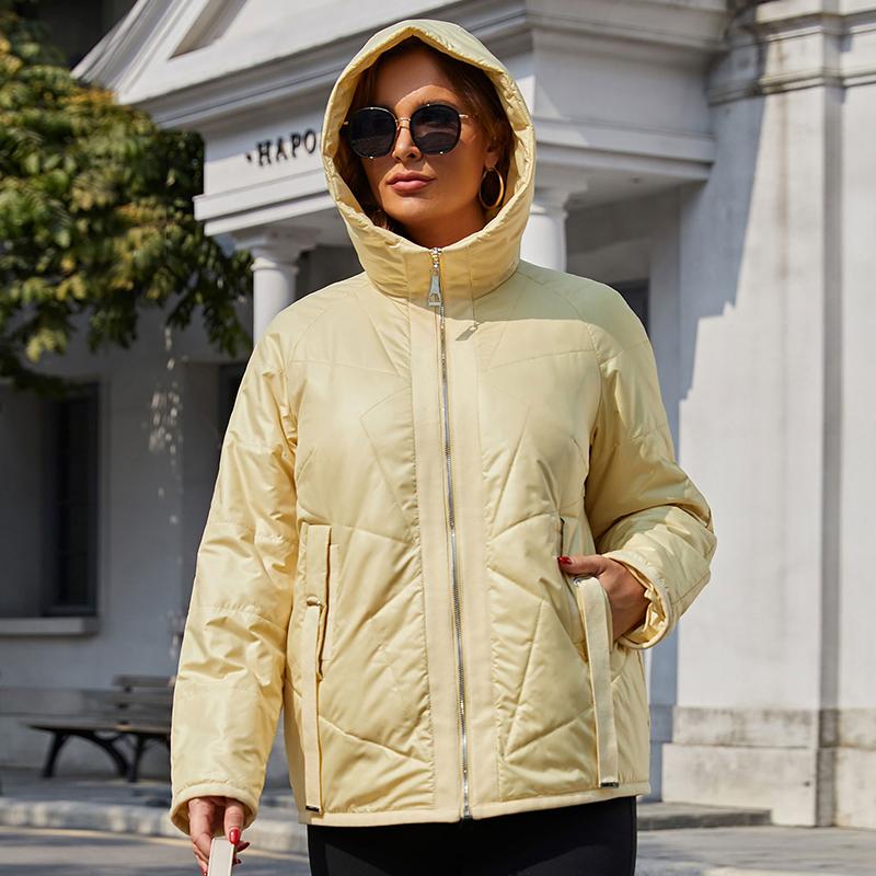 Coat Astrid Spring Short Splicing Warm With Hooded Zipper Jacket Casual Custom Outerwear