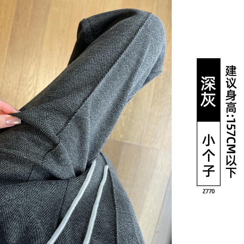 Текстурированные шерстяные брюки широкого кроя женские новые осенне-зимние бархатные повседневные узкие прямые брюки из маленькой шерсти