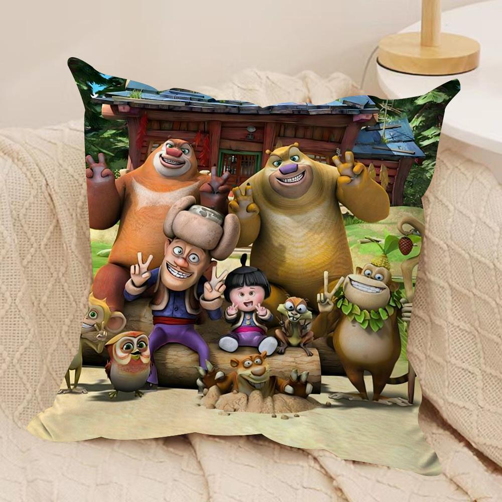 BBoonie BBears Cushion Cover Soft Plush Fabric DoubleSided Printed Sofa Cushion Cover for All Seasons Home Decor Gift