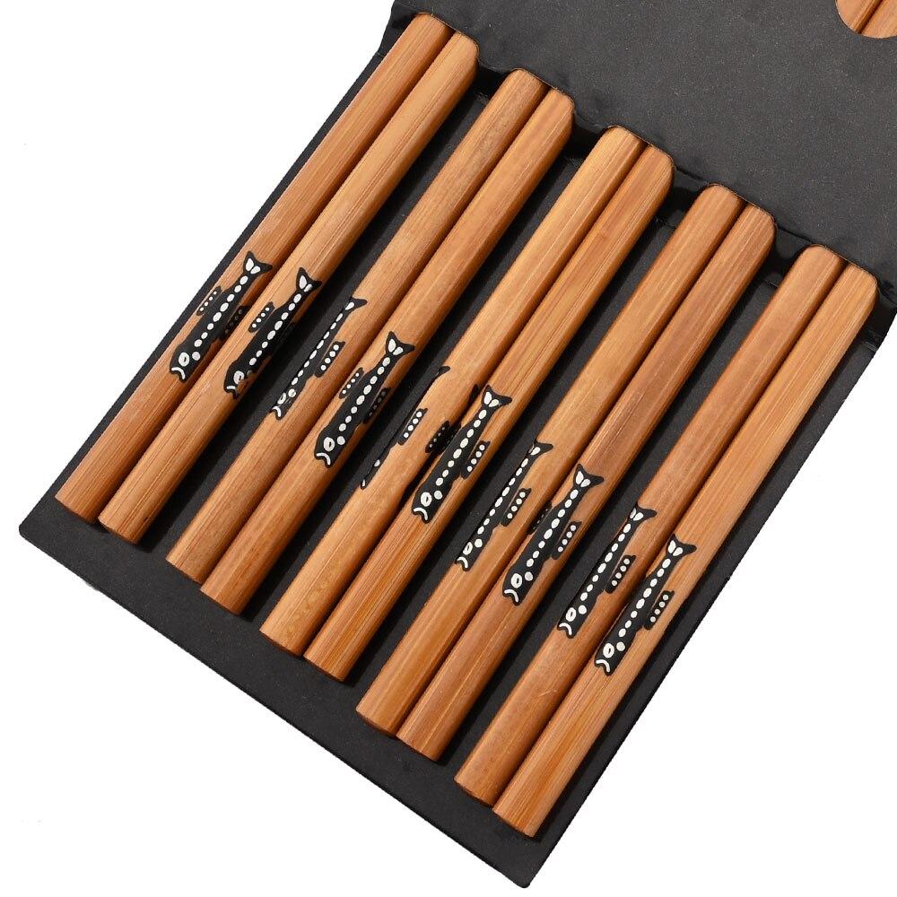 Многоразовые 5 пар натуральных бамбуковых палочек ручной работы в японском стиле, палочки для еды, суши, кухонные инструменты