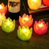 6 Pcs Diwali LED Lotus Candles Flameless Lotus Tea Light Battery Operated Flickering Buddhist Lamp for Home Desktop Centerpiece