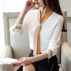 Women Tops Blouse Vintage Long Sleeve Shirt Chiffon Top White Shirt