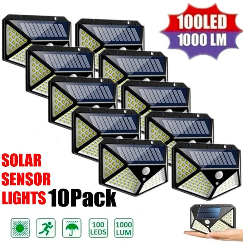 4/6/8/10PCS Outdoor Solar Wall Lights with Motion Sensor IP65 Waterproof 100 LEDs Solar Powered for Garden Yard Street Lighting