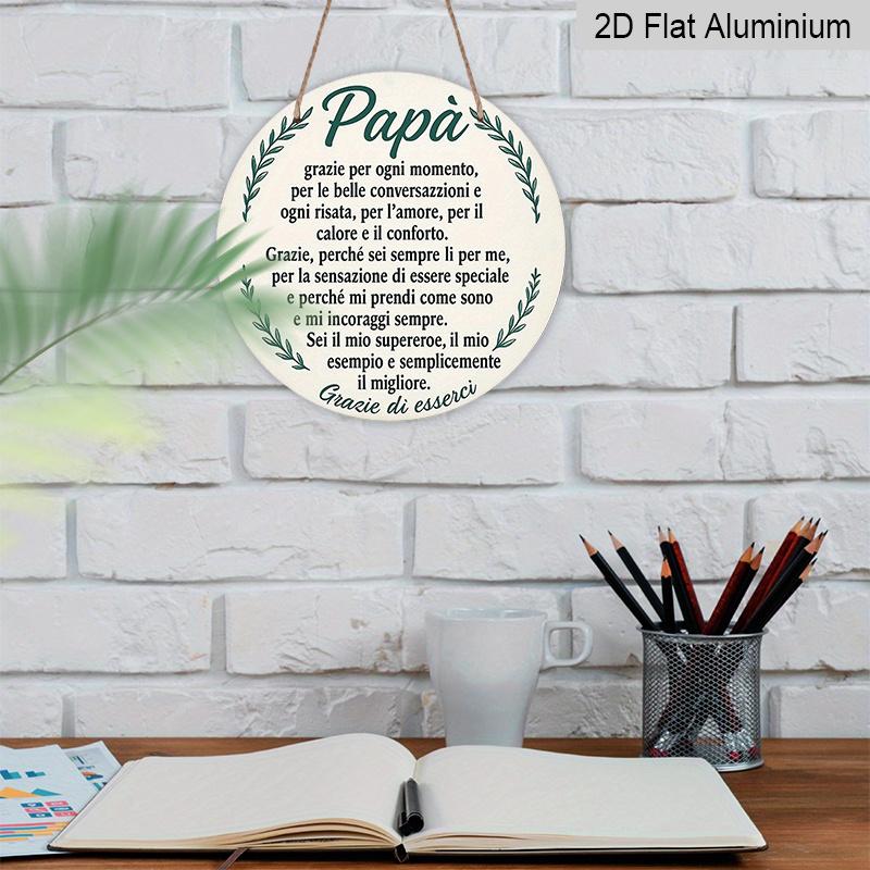 2D Flat, 1pc 7.87x7.87 Inch Round Italian-style Aluminum Sign, "Thank You Father" Vintage Decorative Plaque, Father's Day Appreciation Gift Decor