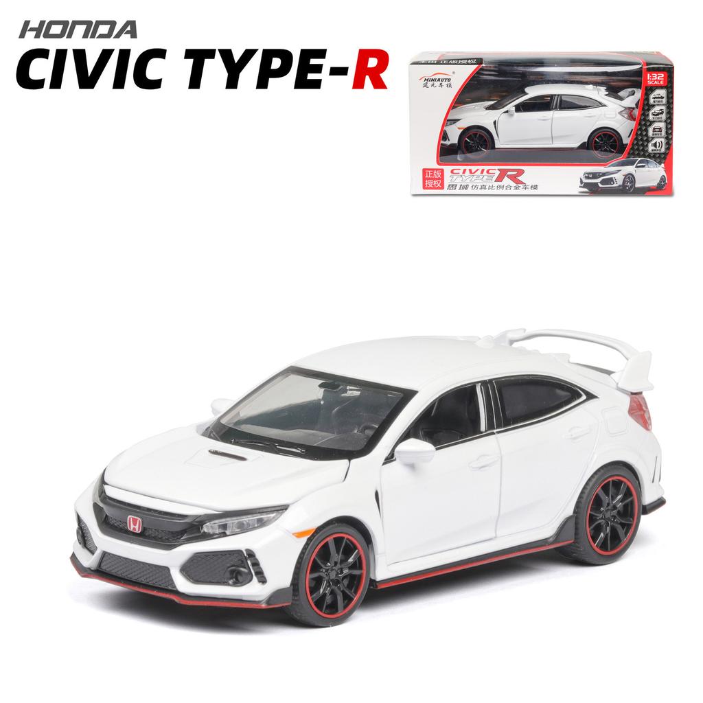 1:32 масштаба 2017 Honda Civic Type-R, литая под давлением модель автомобиля, игрушечный автомобиль с открытыми дверями, свет и звук для детей, мальчиков, девочек, взрослых и мужчин, коллекция