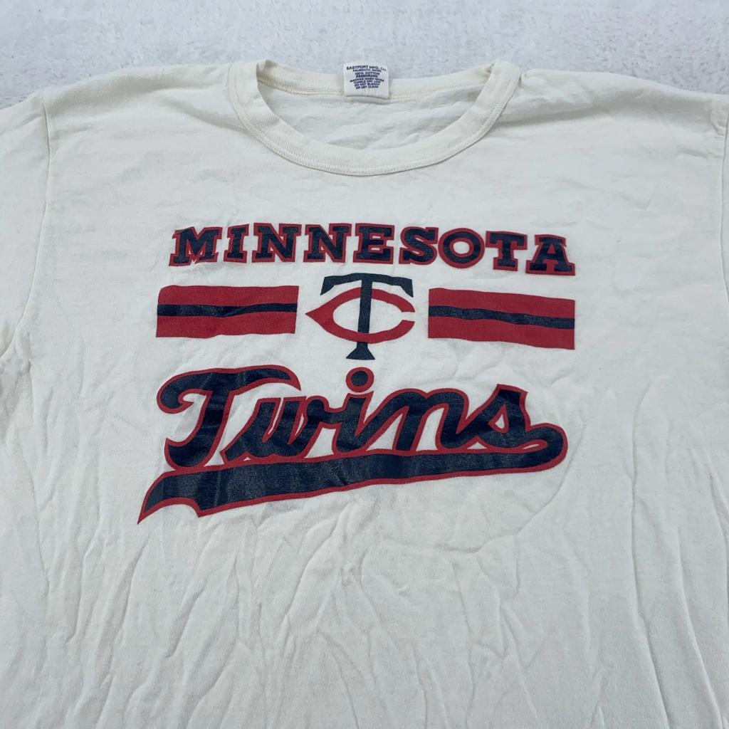 VINTAGE Minnesota Twins Shirt Mens Medium White MLB Baseball 100% Cotton USA 90s