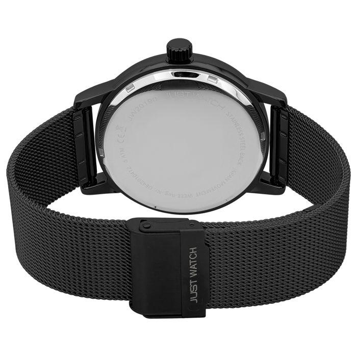 Montre homme - Marquis - Acier inoxydable noir - 43 mm - Bracelet maille milanaise