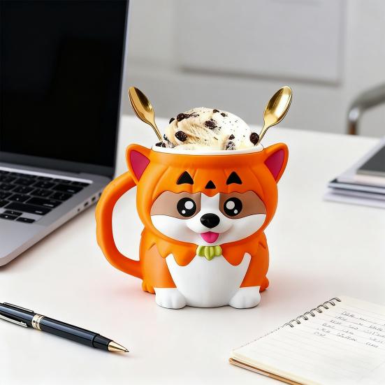 Держатель для пинты мороженого корги с толстовкой с тыквой, чехол с изолированными рукавами, охладитель, очаровательные контейнеры для пинты мороженого на собачью тематику для пива, газировки, десерта