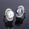 Jewelry Copper Bottom Gold-Plated Pearl Retro Temperament Diamond-Set Ring Female 16Mm