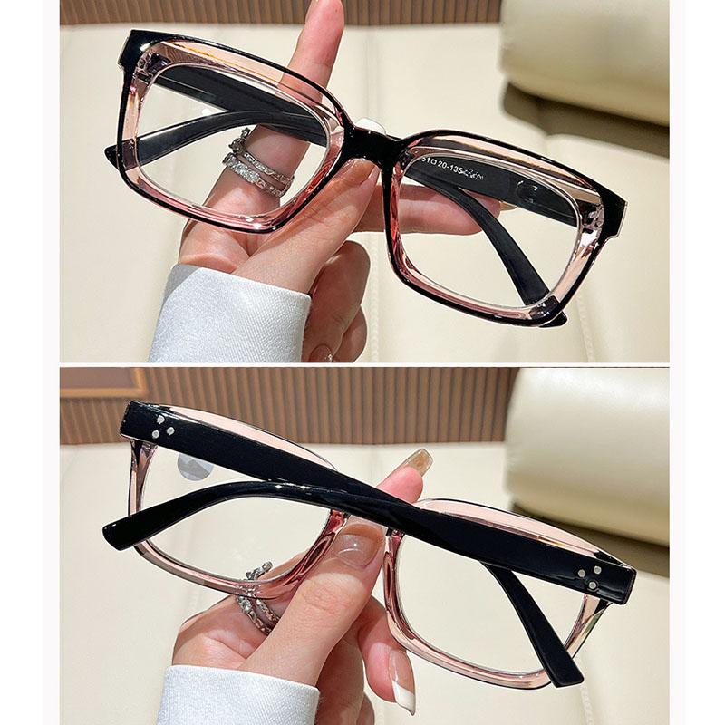 Anti Blue Light Reading Glasses Women Trendy Transparent Large Frame Far Sighted Eyeglasses