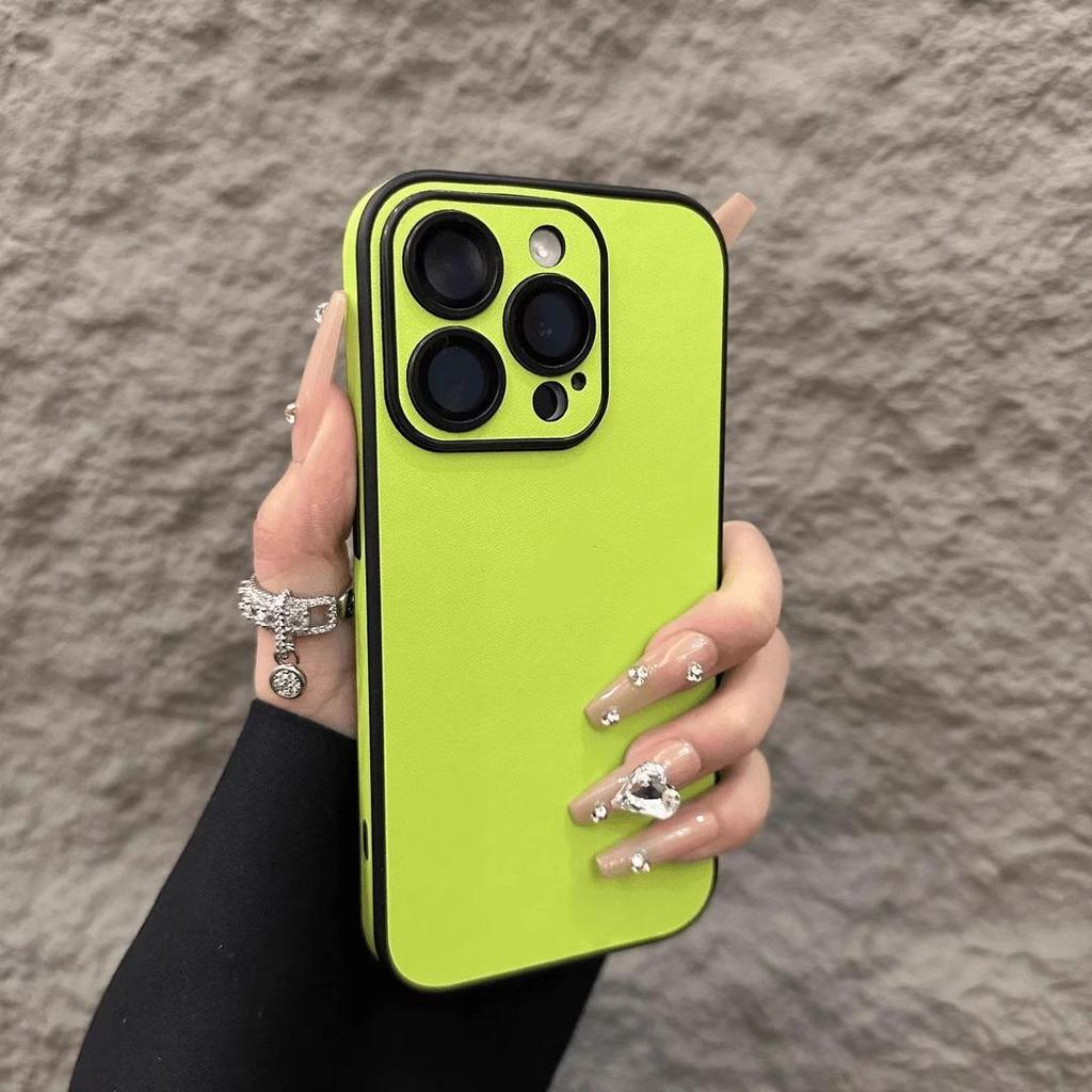 Чехол для телефона из ПУ кожи для iPhone 16 15 14 Plus 13 12 11 Pro Max Защита объектива Мягкий силиконовый бампер Ударопрочный Матовый чехол