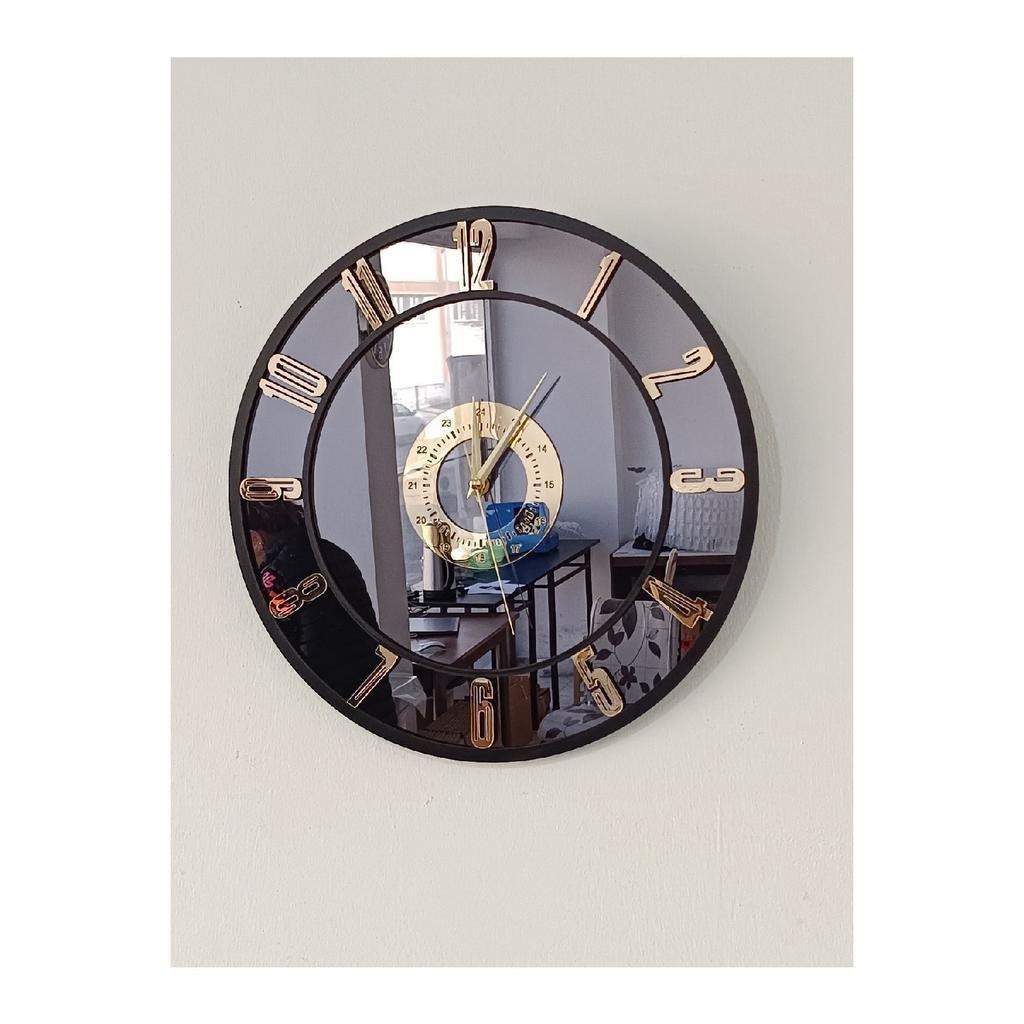 Real Mirror Wall Clock (50cm) (Golden)