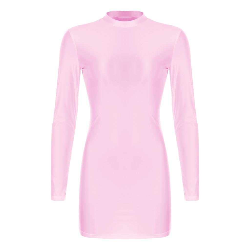 Летнее сексуальное женское глянцевое прозрачное облегающее платье-карандаш с длинными рукавами, клубная одежда, вечерние платья