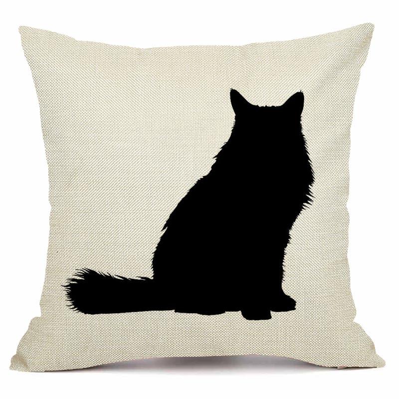 RZN черная льняная наволочка для домашнего животного и кота, квадратная декоративная наволочка для дивана, чехол для подушки с животным узором 45X45 см