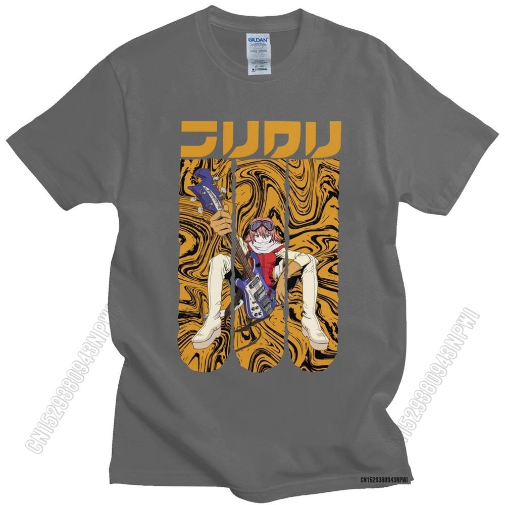 Уникальная футболка FLCL Fooly Cooly Мужская Мода Повседневная Аниме Манга Харуко Харухана Футболка Свободный крой Чистый хлопок Футболка Топ