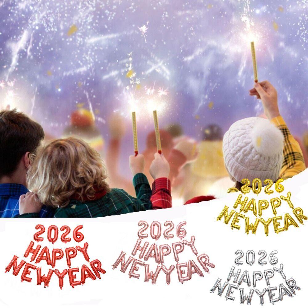 С Новым Годом 2026 Воздушные Шары-Буквы Надувные Новогодние Украшения Цветные Фольгированные Шары Товары для Вечеринки Праздничные Украшения