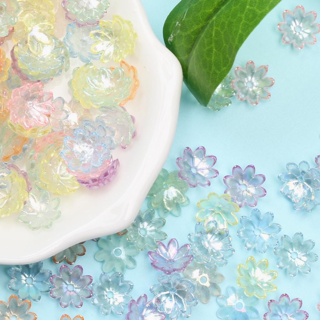 Creative Sun Flower Shape Acrylic Beads Handmade Bracelet Necklace Diy Loose Spacer Beads For Jewelry Making 9.5mm