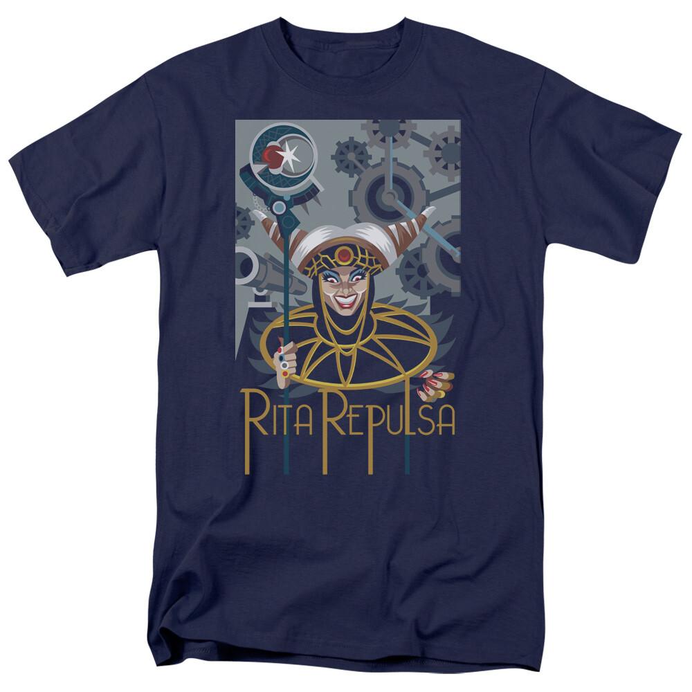 Mighty Morphin Power Rangers Rita Deco T Shirt Mens Licensed Rita Repulsa Navy