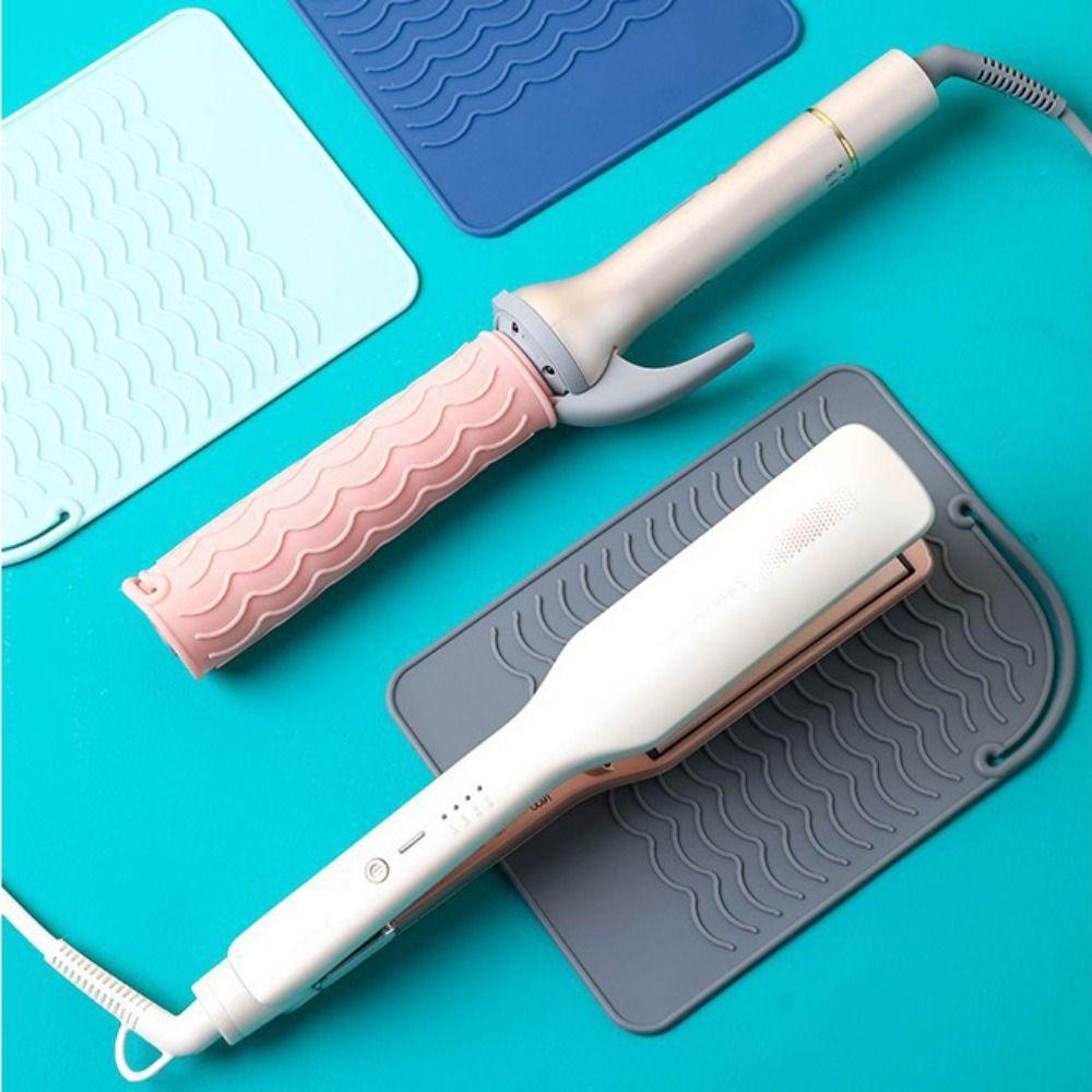 Силиконовый термоковрик с зажимом для завивки, сумка для хранения выпрямителя для волос, терморукав для плойки