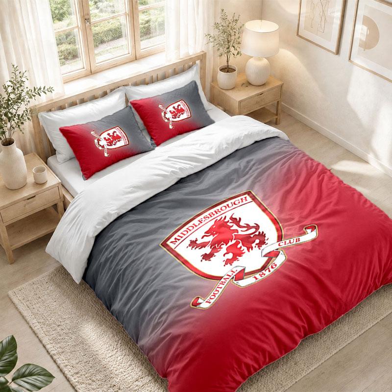 Bedding Set 1 Duvet Cover 2 Pillowcases Middlesbrough FC Print Bedroom Home Decoration