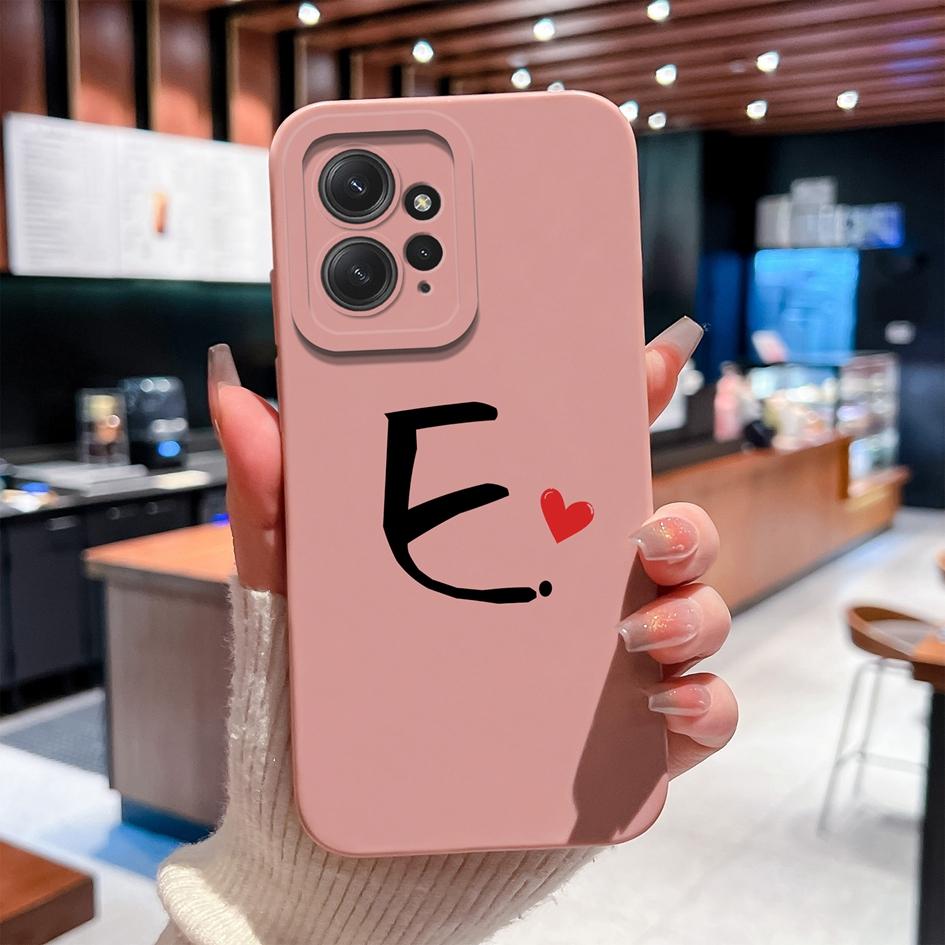 Для Redmi Note 12 12R 12S 13 13R 5 Turbo 3 4 чехол для телефона Lucky 26 Letter мягкий жидкий силиконовый чехол против падений прочный корпус против отпечатков пальцев для Redmi Capa