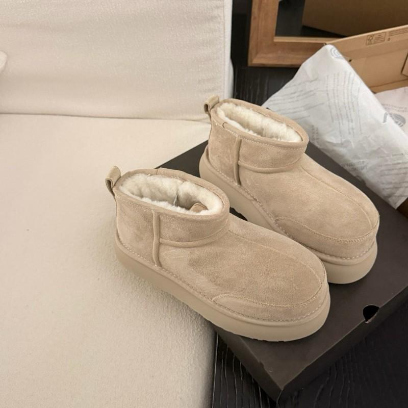 Womens Chunky Sole Slip-On Snow Boots Wool Lined Short Winter Cold Weather