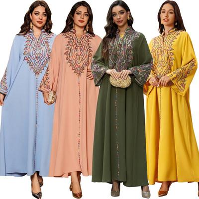 AB421 Элегантное вышитое пуловерное платье-халат в ближневосточном стиле - Арабская джалабия