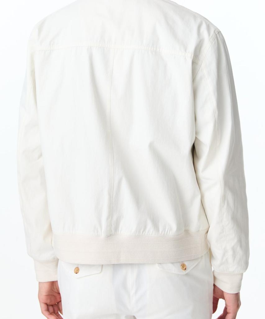 Man On The Boon Cotton Silk Zip-Up Bomber Jacket_Ivory 4714109003