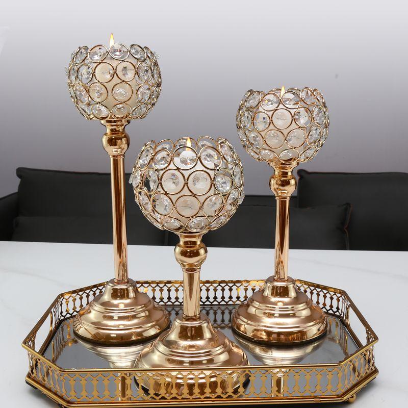 Скандинавские украшения для подсвечников, роскошные хрустальные украшения для гостиной, золотистого света, романтический подсвечник с перьями, новый продукт