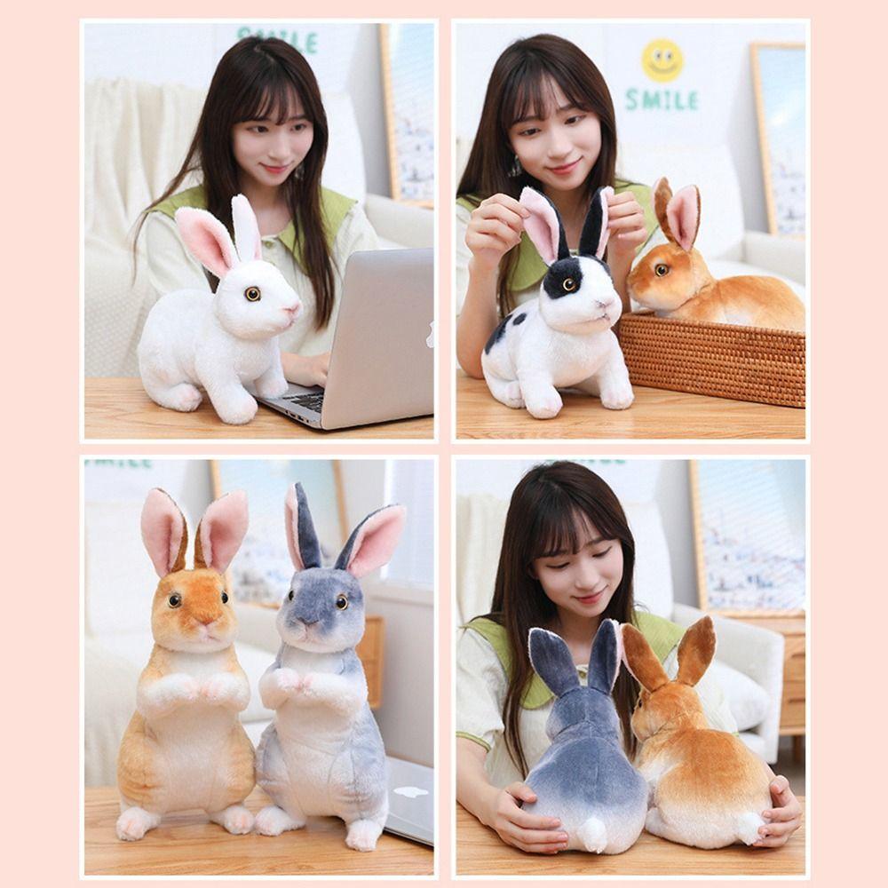 Kids Birthday Kawaii Rabbit Plush Toy Simulation Long Ears Rabbit Lifelike Animal Stuffed Doll Toys